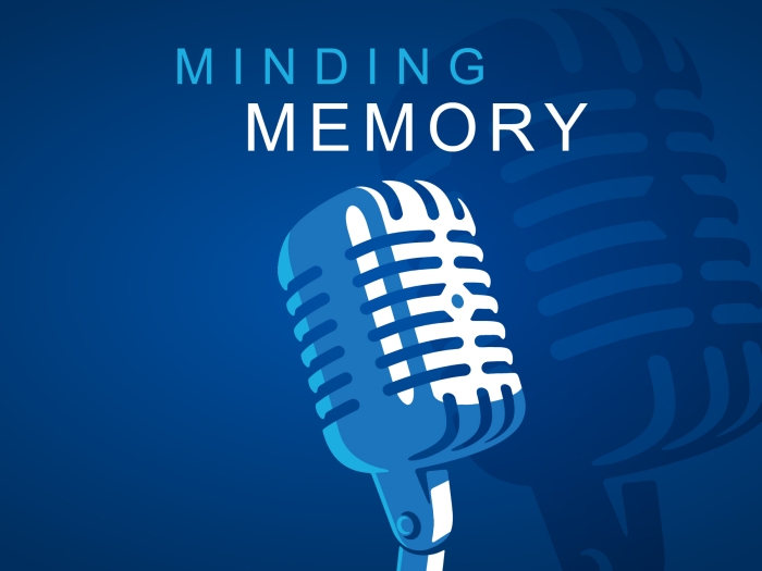 Minding memory above a microphone on a blue background