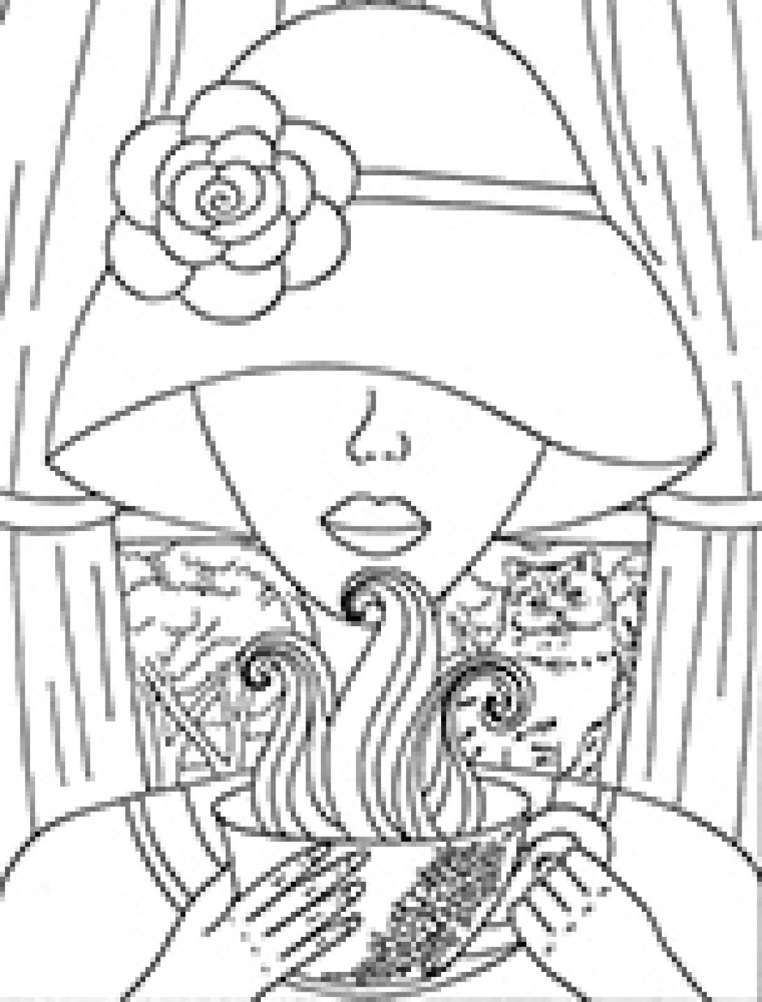 At a tea party coloring page