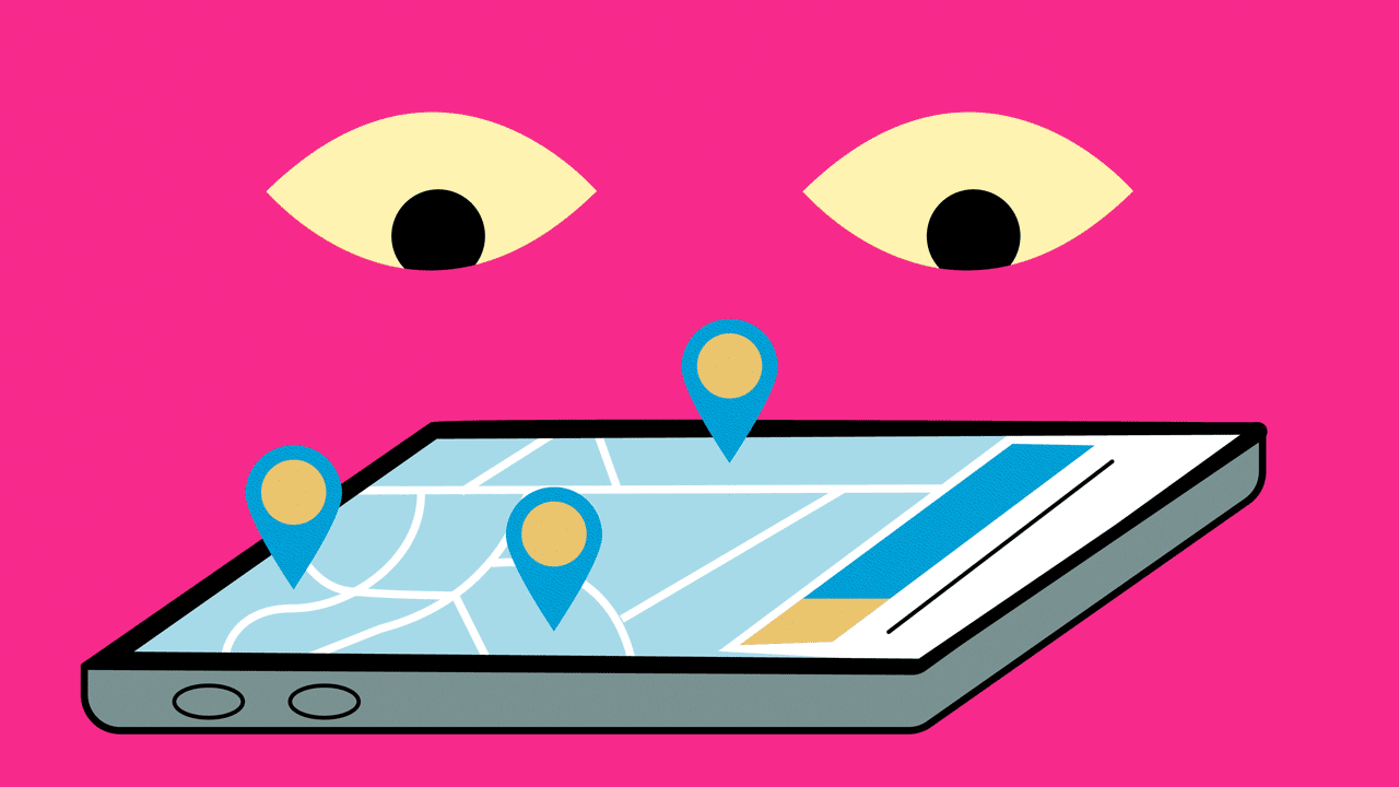 eyes looking pink background looking at cell tracker