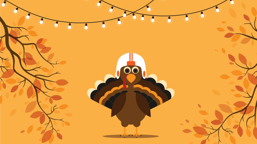 Animated turkey illustrating Thanksgiving safety tips