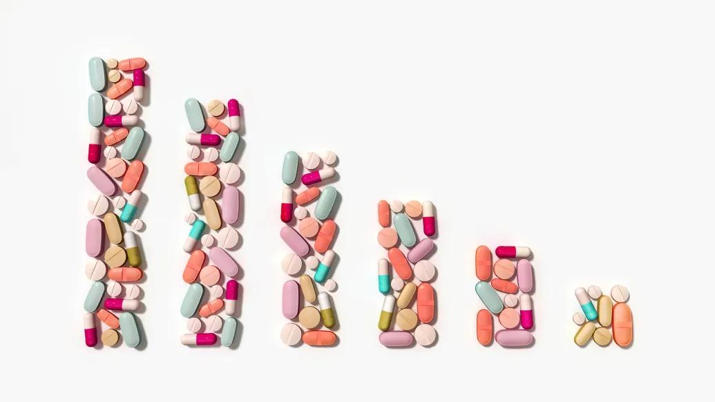 Multicolored pill bars graph chart
