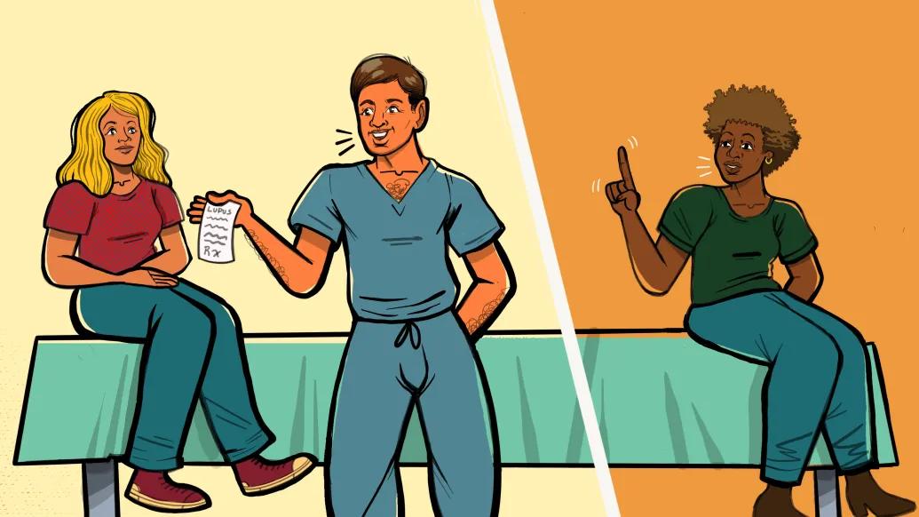doctor with patient white and black patient ignored 