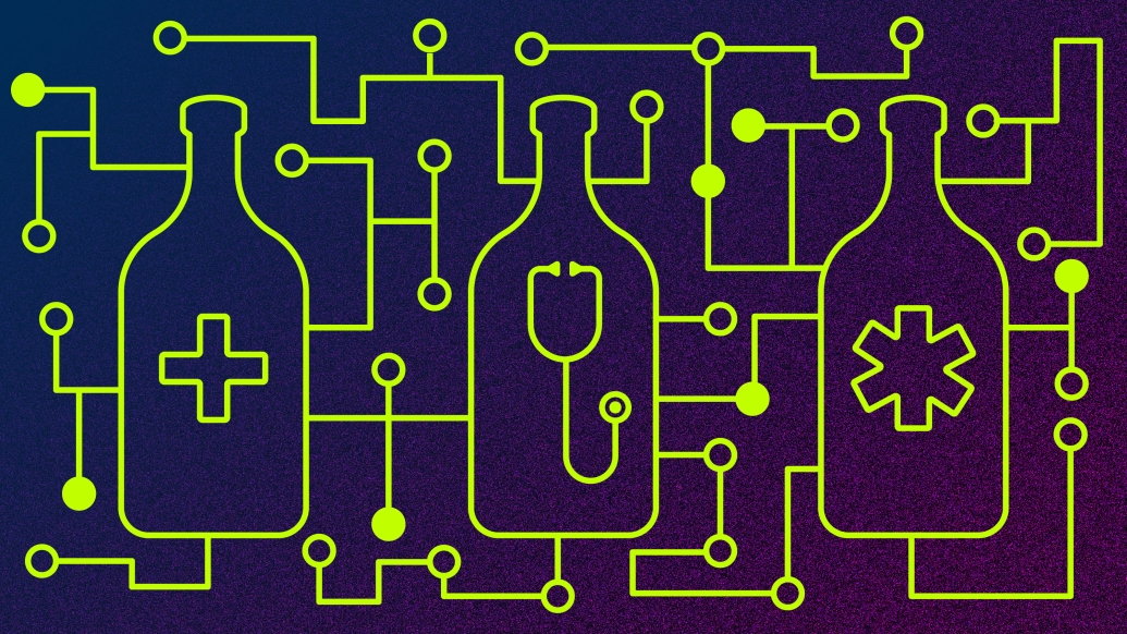 AI algorithm alcohol medical symbols