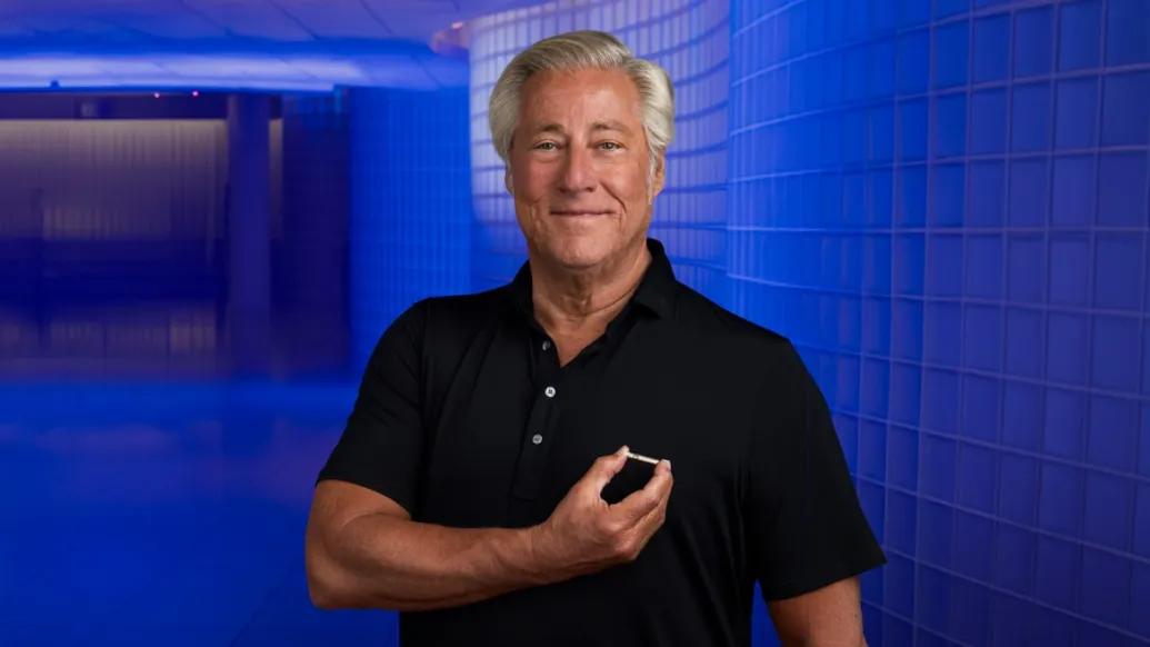 Irwin holds a small pacemaker