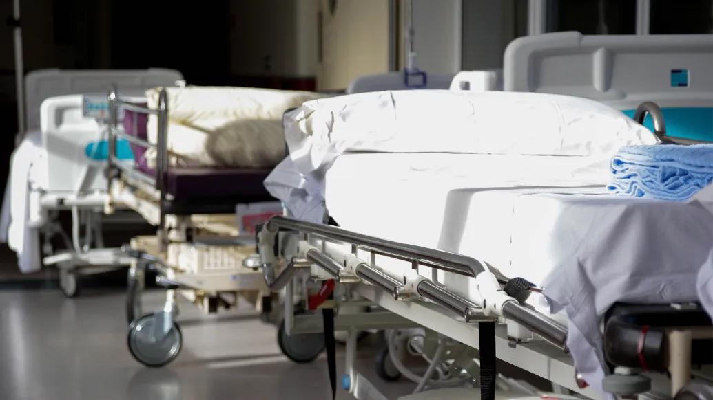 hospital beds in hallway