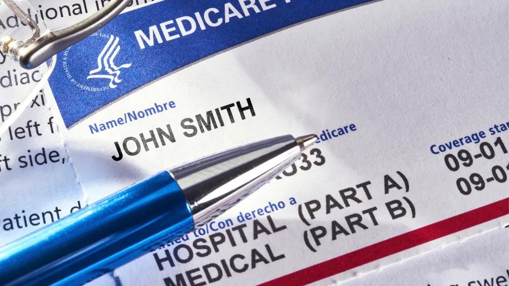 paperwork with white and blue and red and says medicare john smith hospital part a medical part b 09-01 09-0