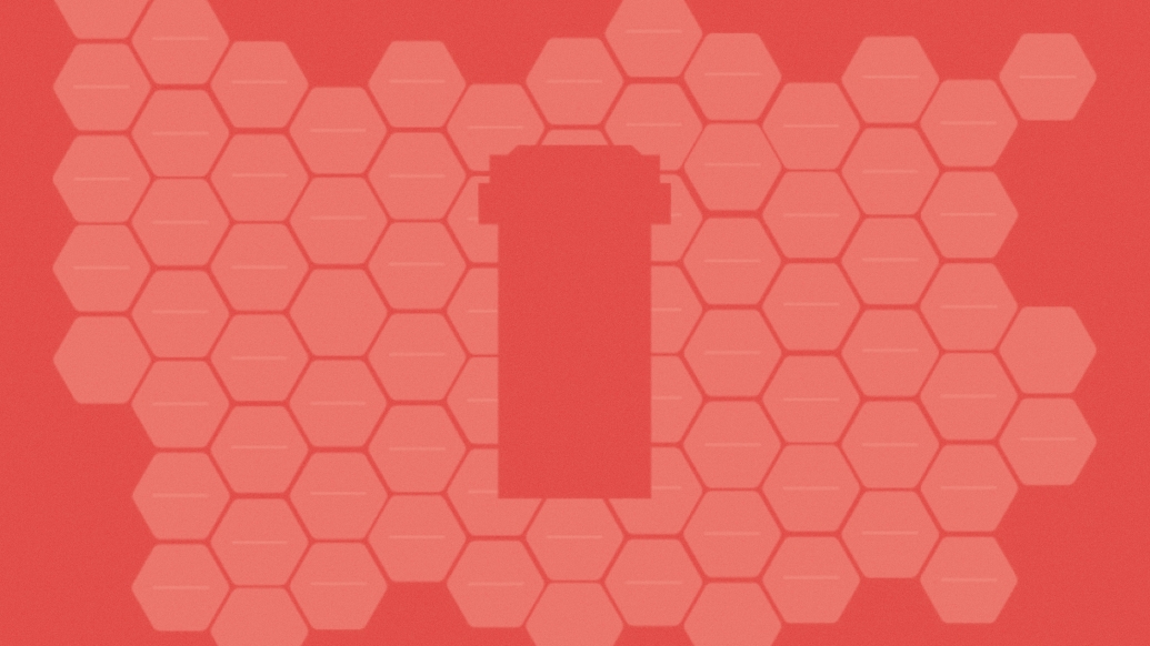 red cells stacked ontop of darker red background