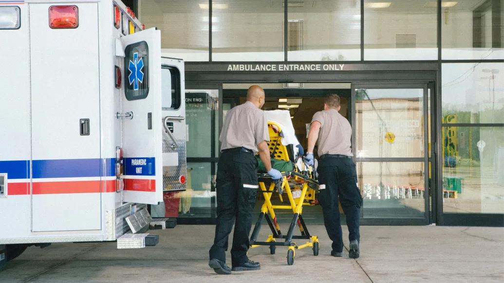 ambulance going into hospital