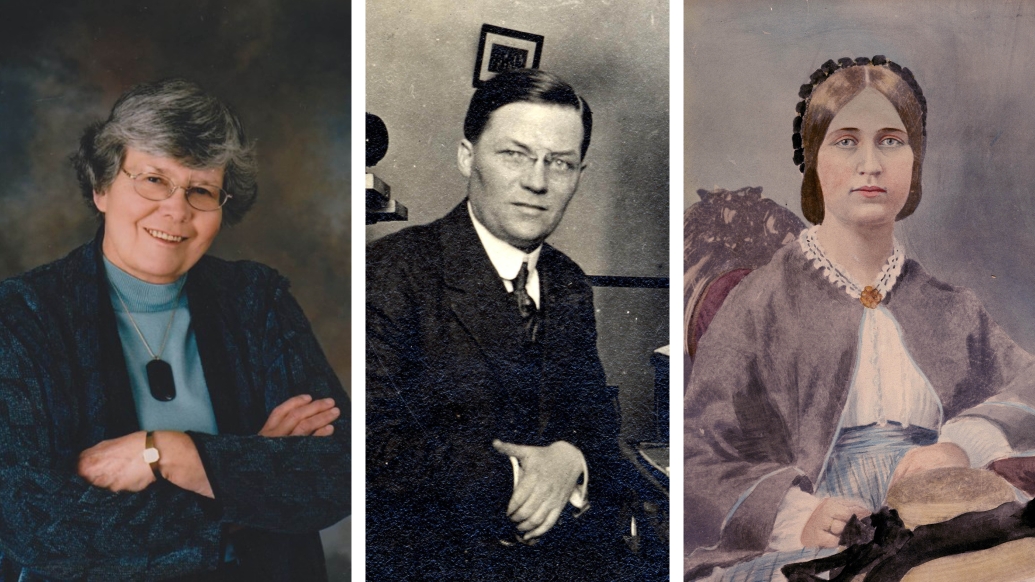 Collage of Jo Ann Horsley, Albion Walter Hewlett, and Sarah Gertrude Banks