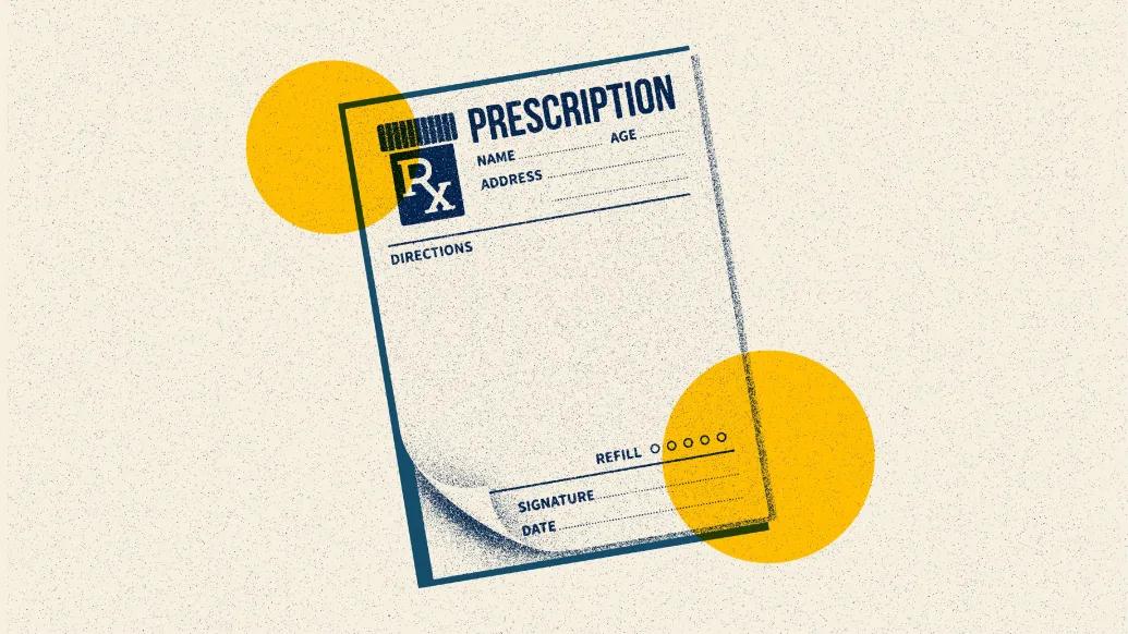 prescription pad drawn blue yellow