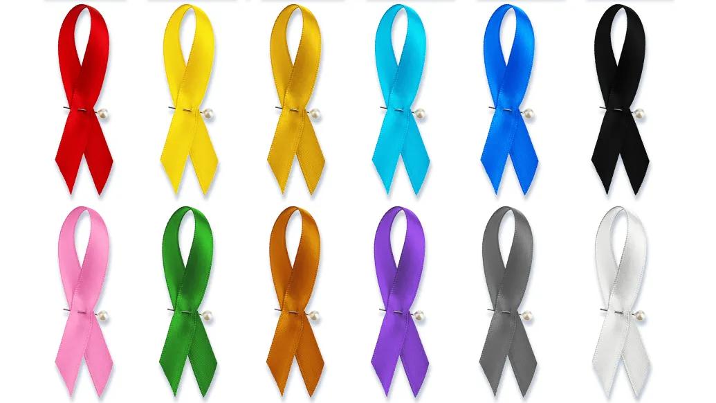 ribbons in colorful colors lined up next to eachother