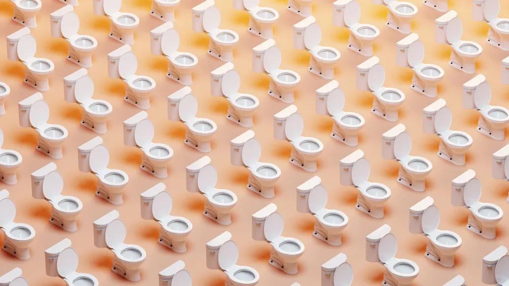 bathroom toliets pattern and orange background