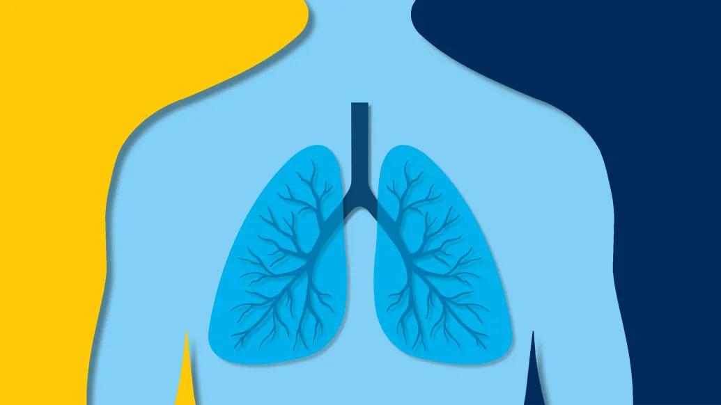 lungs in blue body with yellow and navy background 