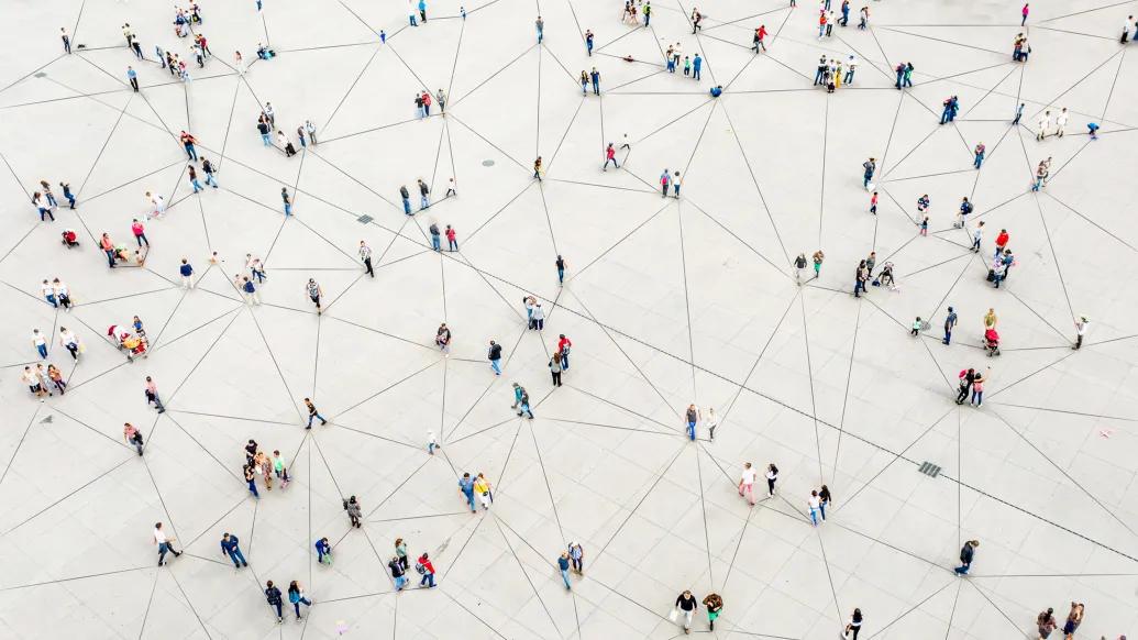 people crowd aerial network connections