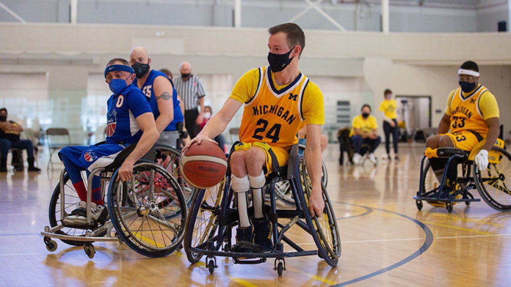 athlete basketball court wheelchair mask