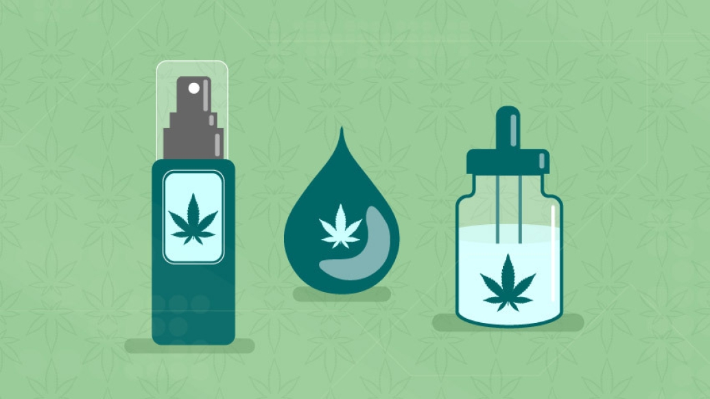CBD products in green.