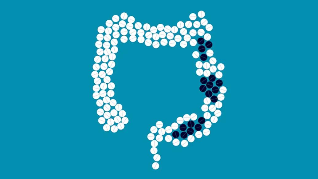 colon intestines pill black white spots 