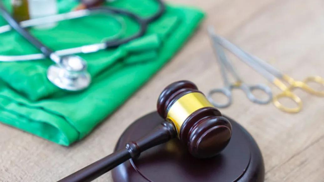 Gavel with medical supplies