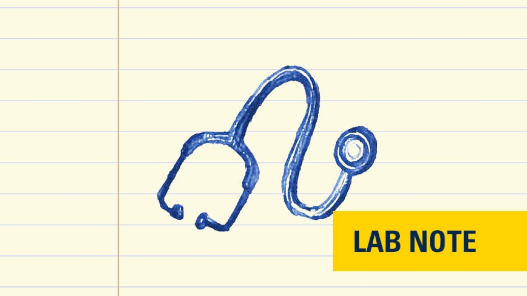 lab notes general image of stethoscope drawn in blue ink on lined paper