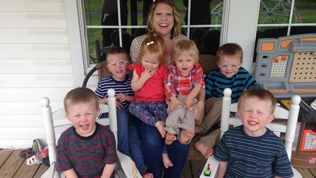 Kristie Stolly with her 3 sets of twins
