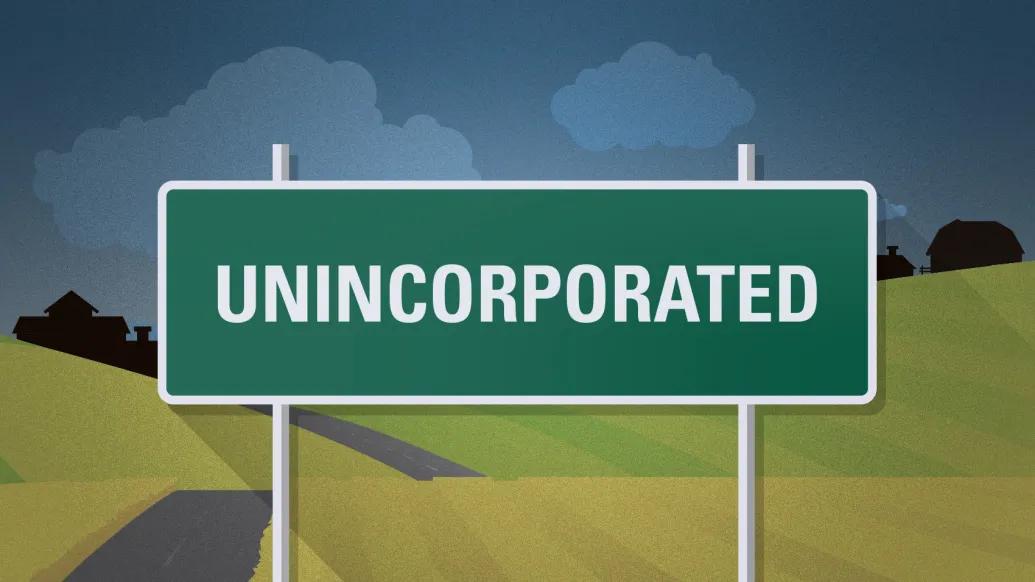Unincorporated sign outside a rural American town