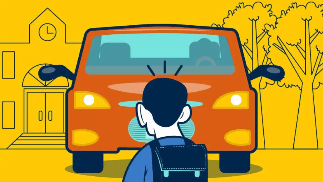school traffic safety kid car orange