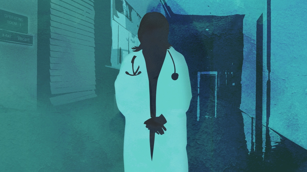 Depiction of a depressed medical school student