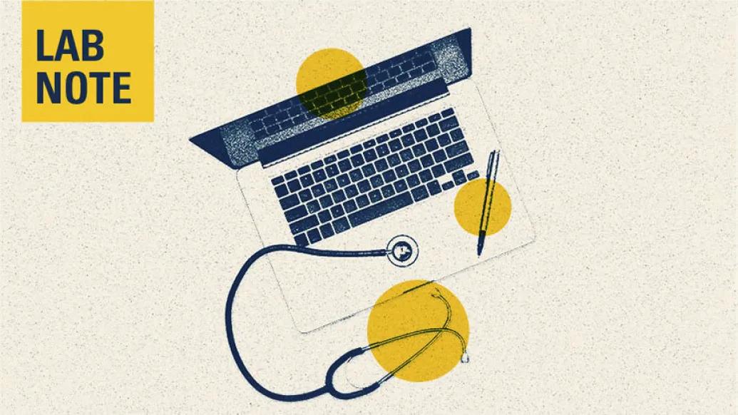 laptop stethoscope pen lab notes