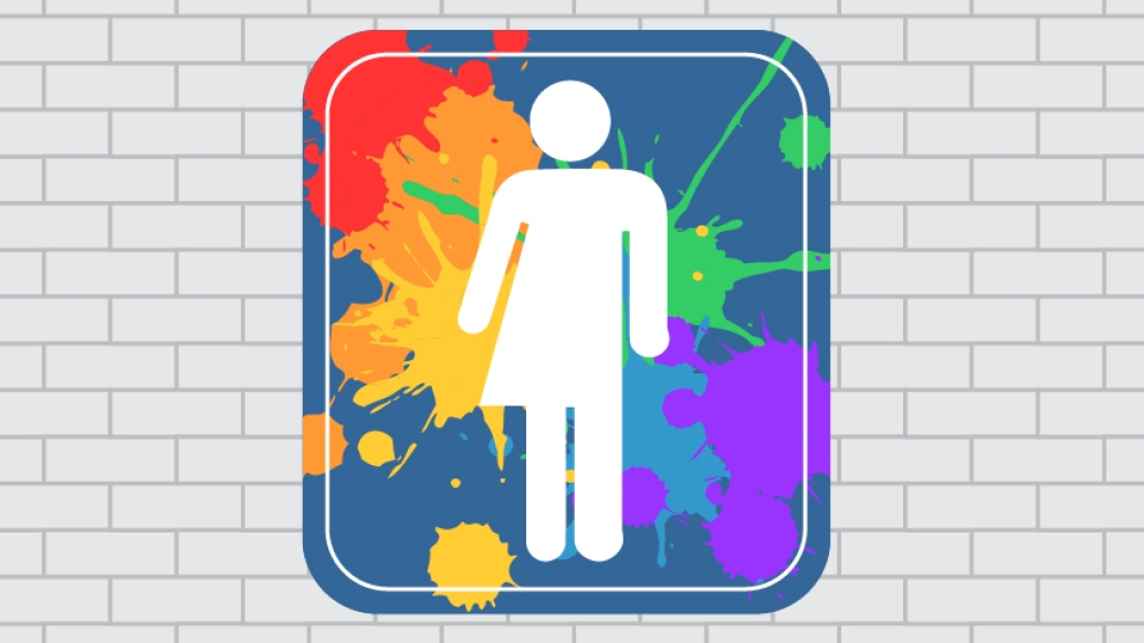 Rainbow restroom graphic