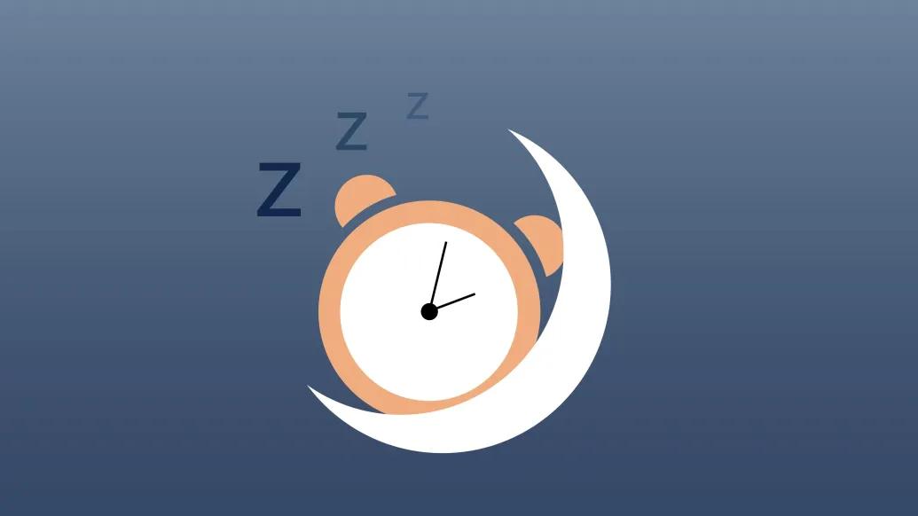 A moon and an alarm clock signifying the end of daylight savings time