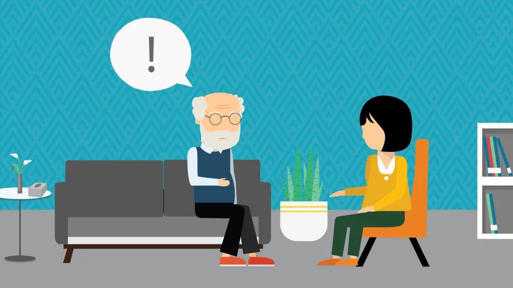 A patient receiving cognitive behavioral therapy to help treat their irritable bowel syndrome