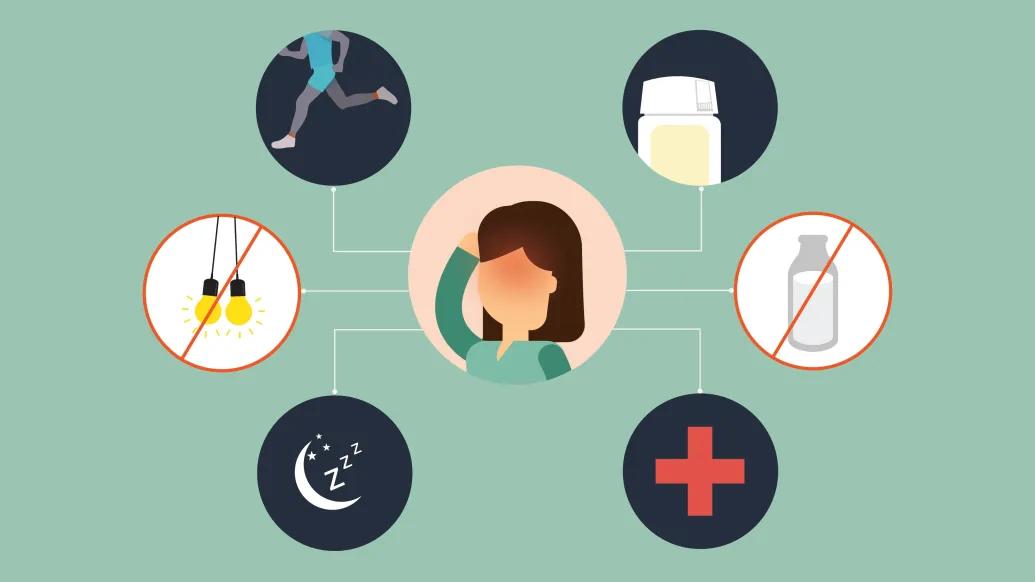 A graphic showing headache causes and migraine remedies