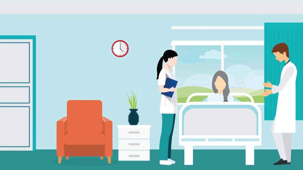 A woman in a memory care facility