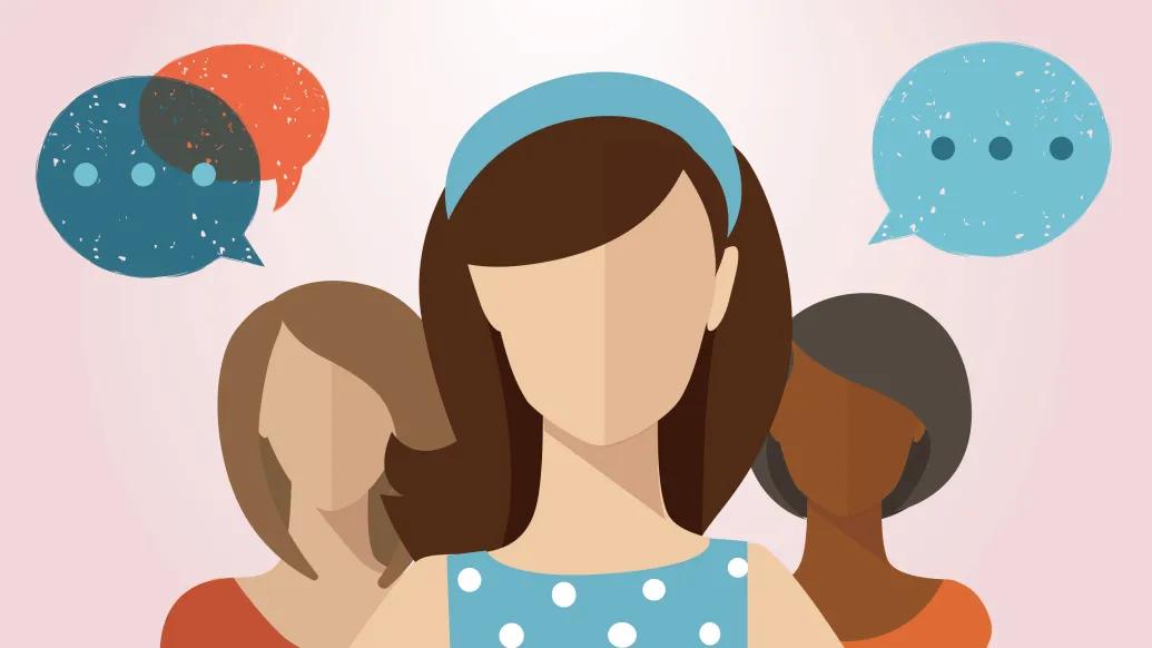 Illustration of women discussing breast reconstruction