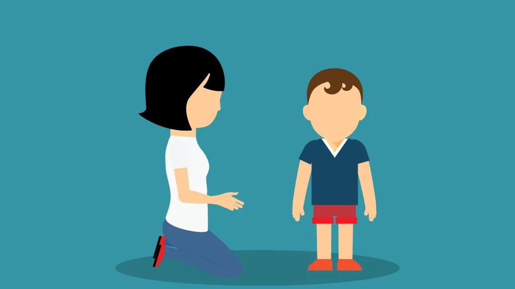 A mother rewarding her child with the time in behavior technique