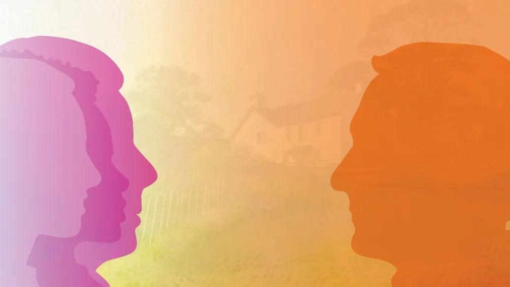 Illustration of two veterans connecting