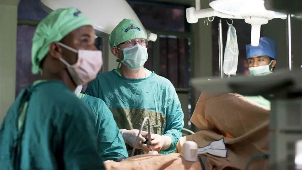 Surgeons performing a kidney transplant in Ethiopia