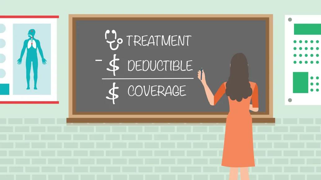 Teacher explaining medical insurance coverage to students