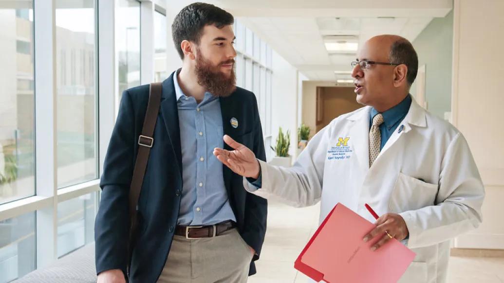 A medical student discussing his scholarly concentration