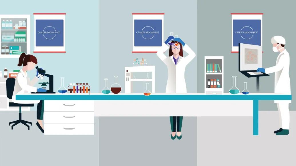 Scientists working together for the cancer moonshot initiative