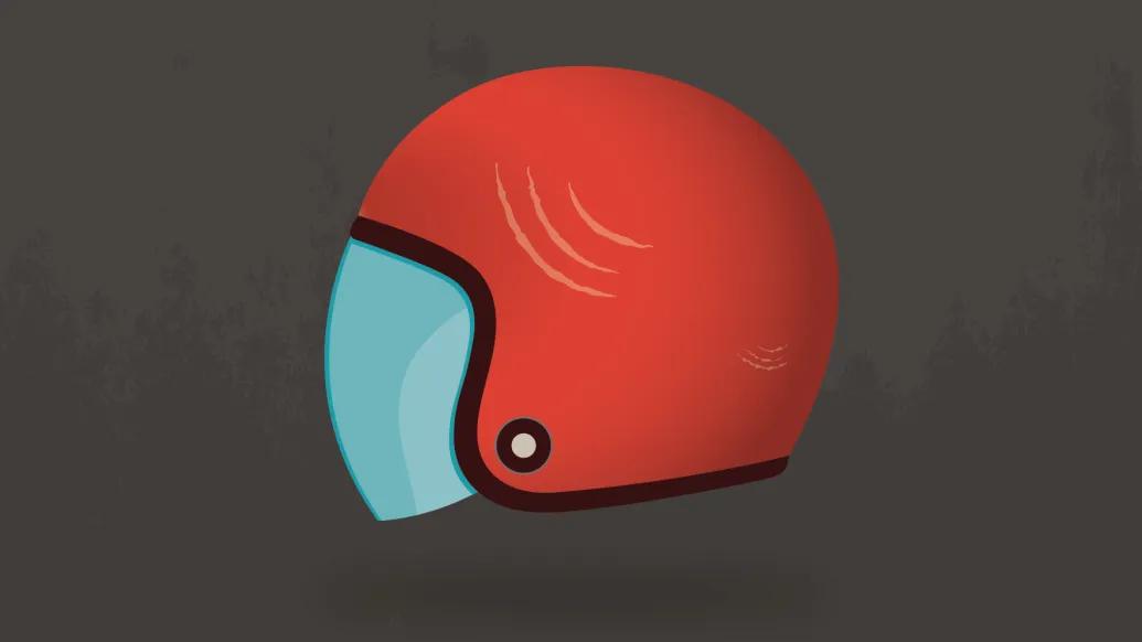 Illustration of a red motorcycle helmet