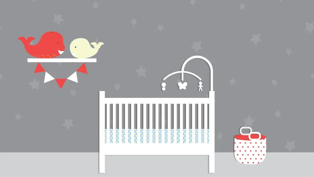 A babies room with a safe crib