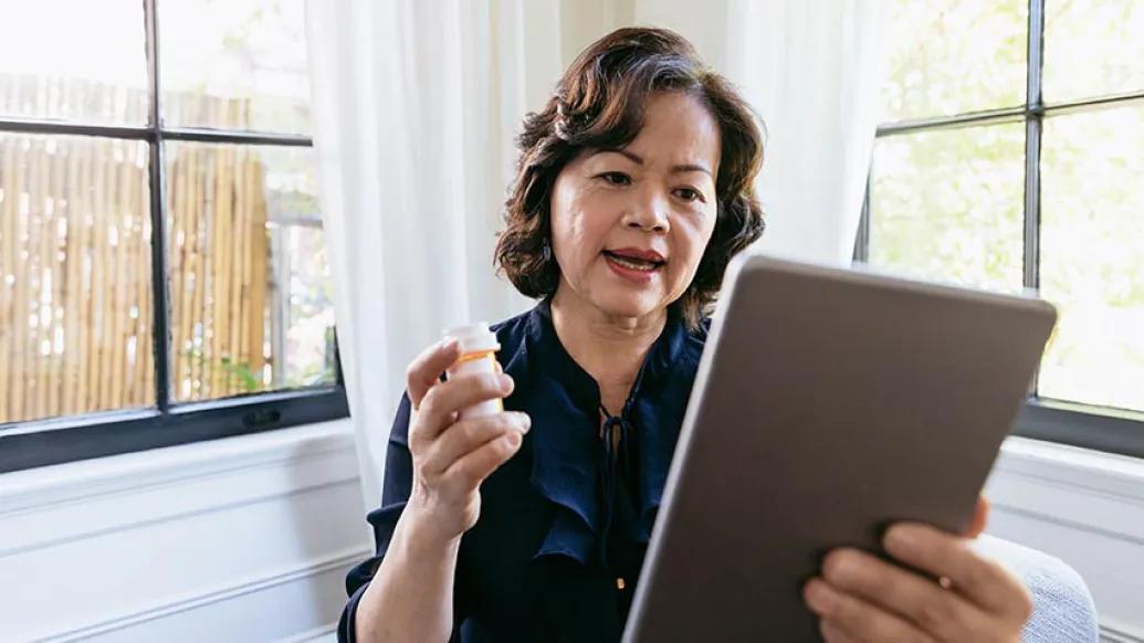 Women talking to doctor via teleconference