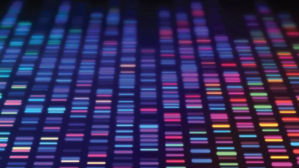 colorful sequencing data processing on black background