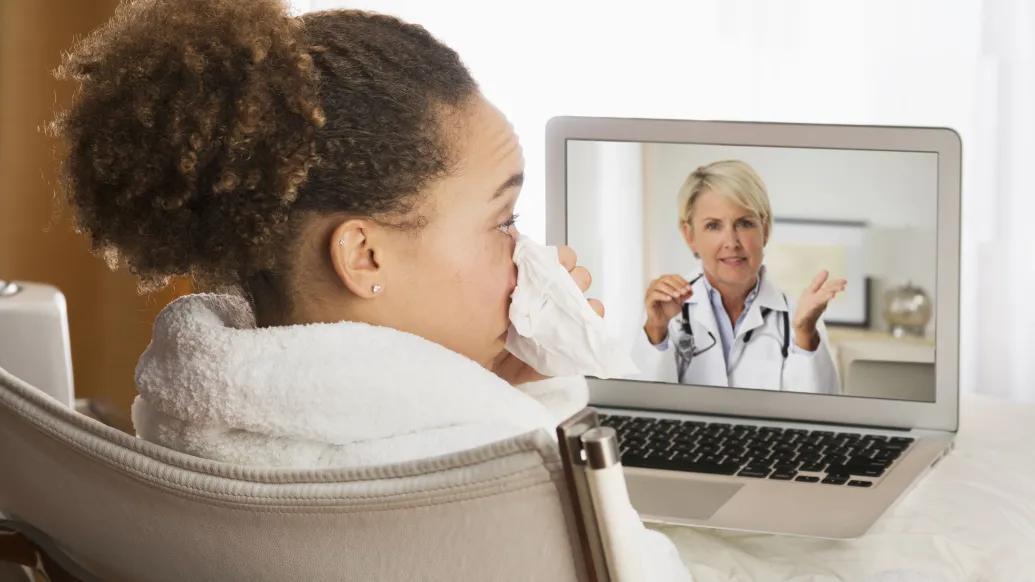 Sick and talking on computer