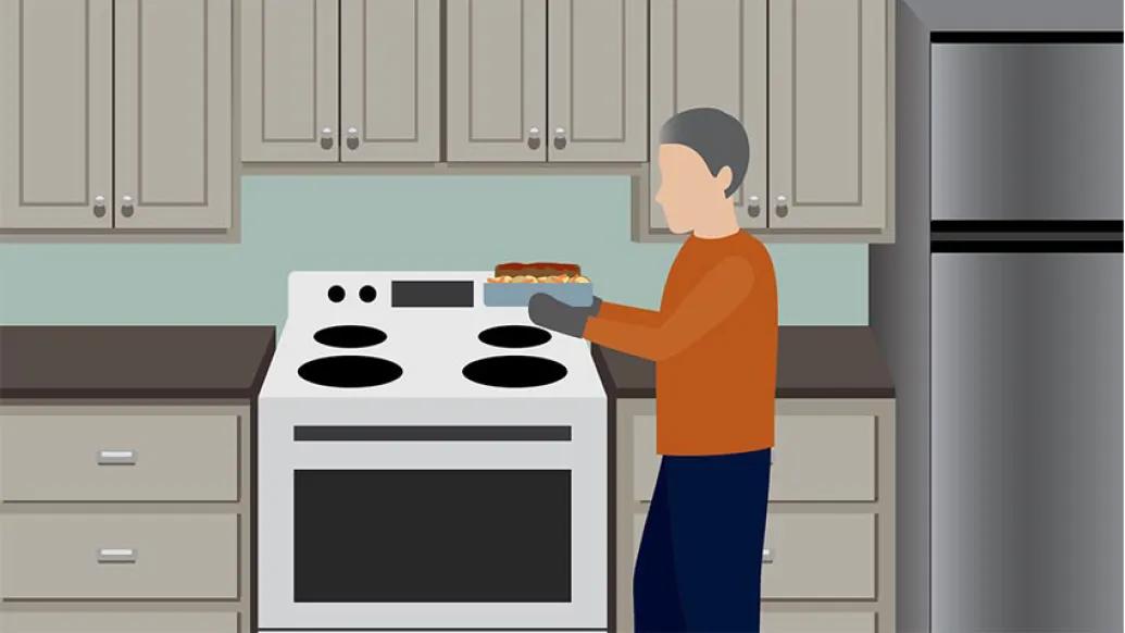 Cooking in kitchen