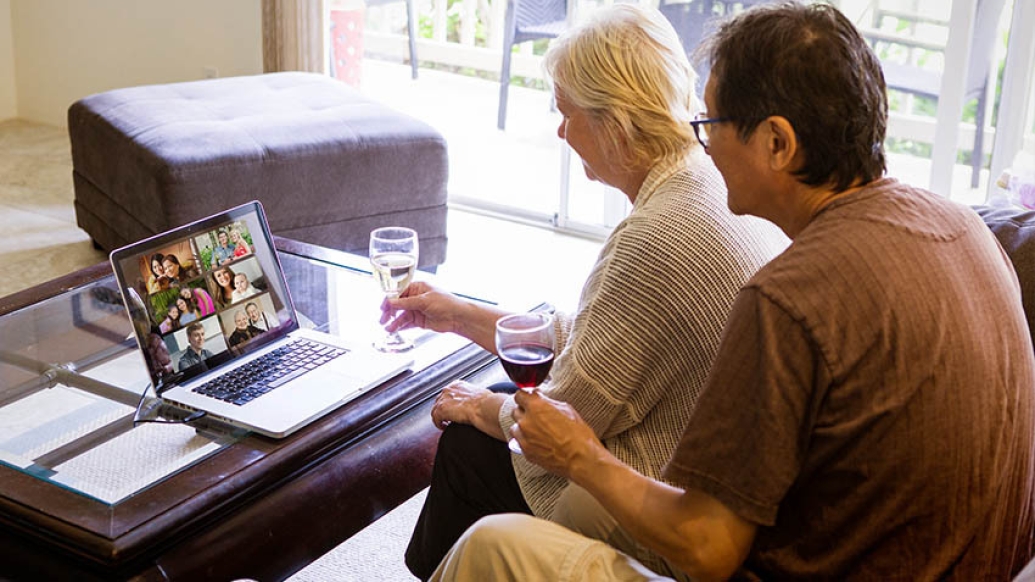 couple having a virtual get together