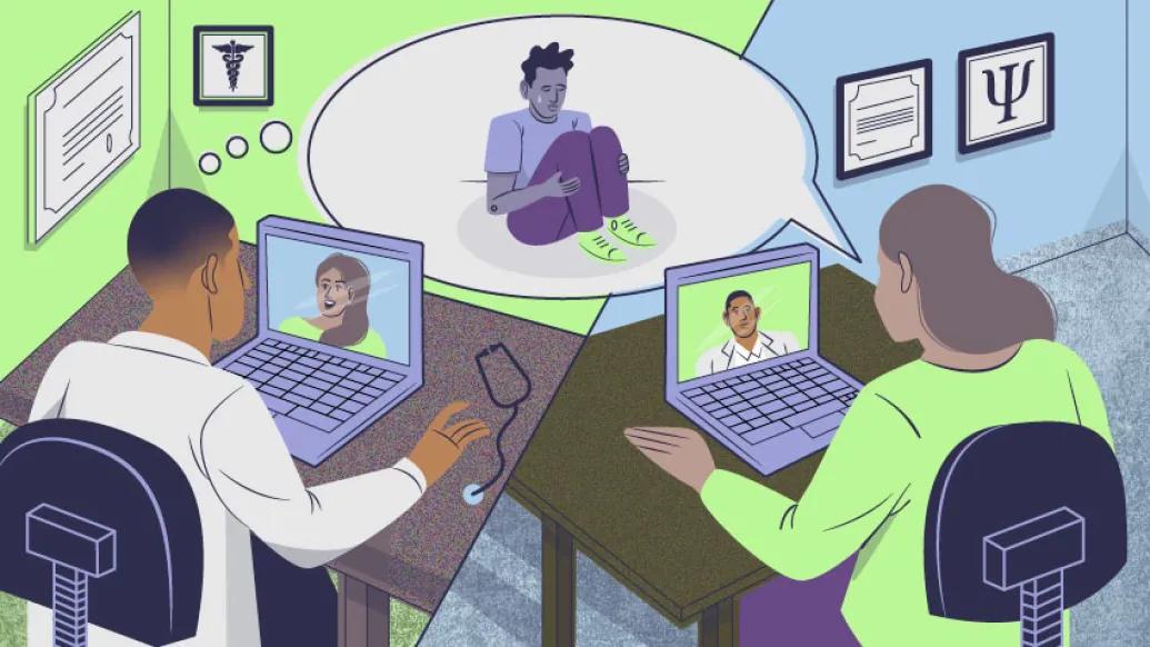 doctor and doctor talking about a teen depressed over computers
