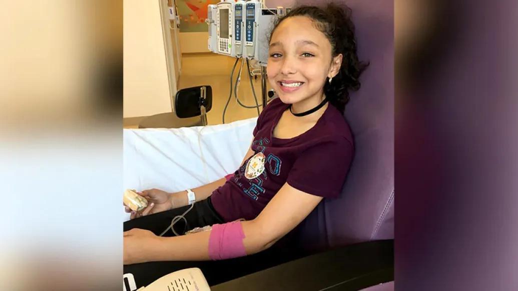 Girl in hospital room