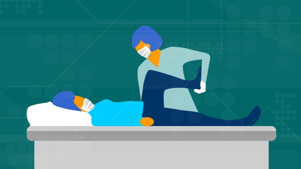 health care worker stretching patient